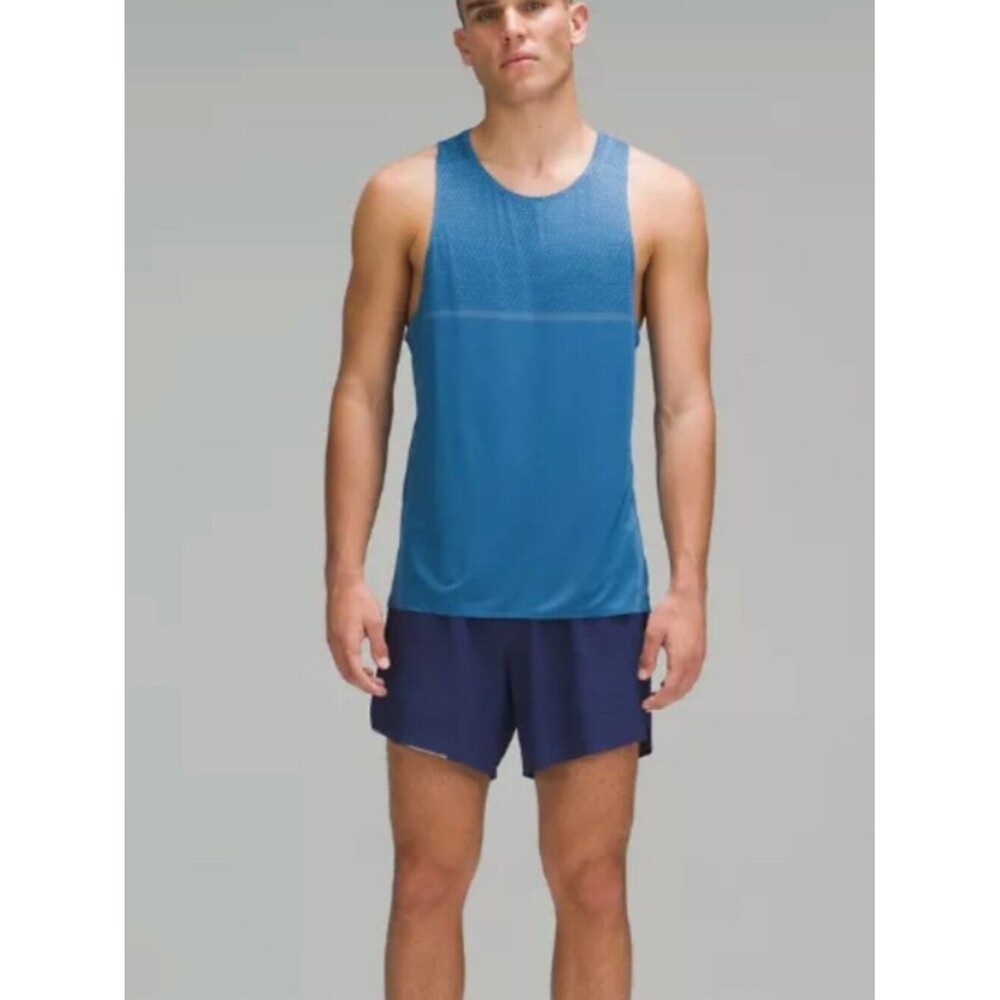 Lululemon Men's Fast and Free Singlet Breathe Utility Blue Size XXL